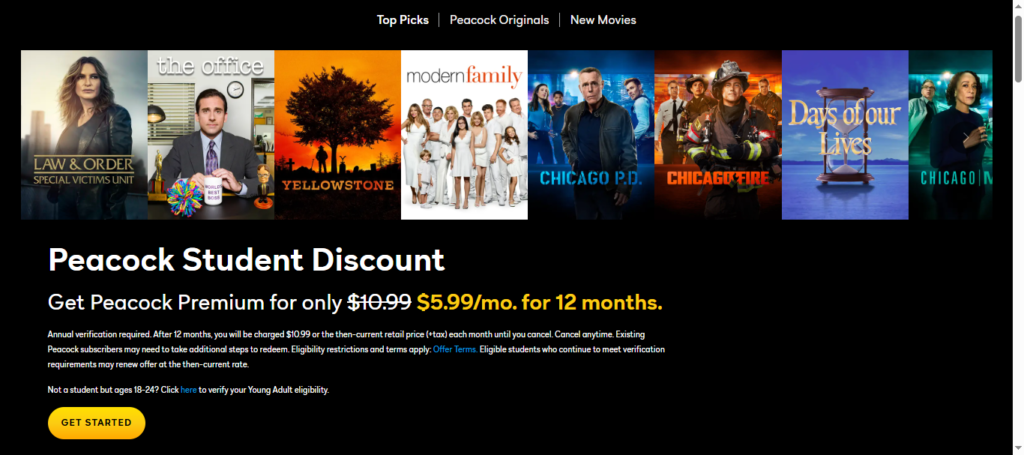 Peacock student discount