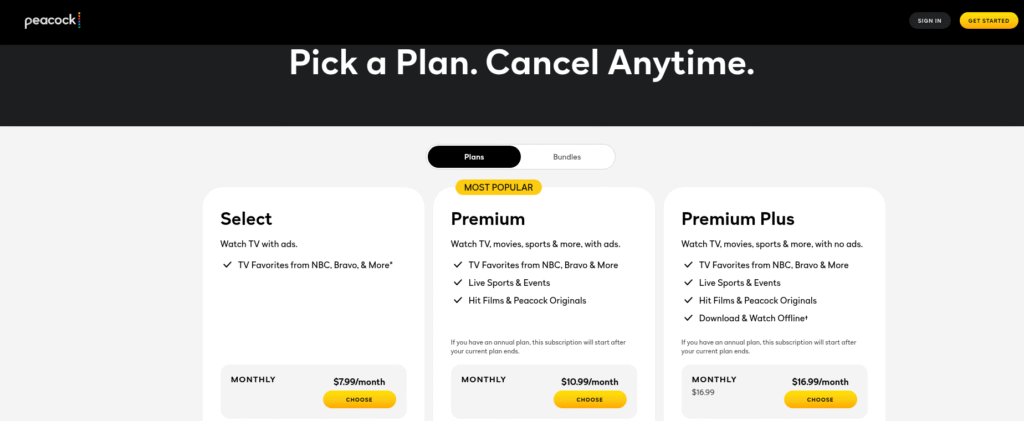 Select subscription plan